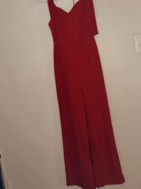 Red Wide-Leg Jumpsuit